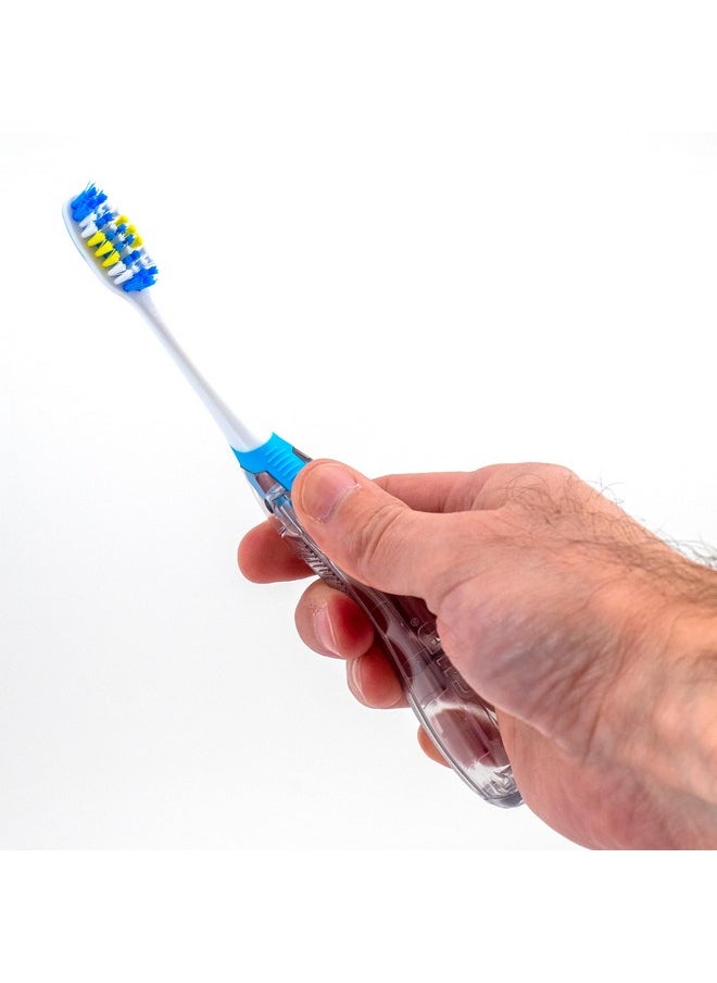 GUM Folding Travel Toothbrush, Compact Head + Tongue Cleaner, Soft Bristled Travel Toothbrushes for Adults, 2ct (Colors may vary)
