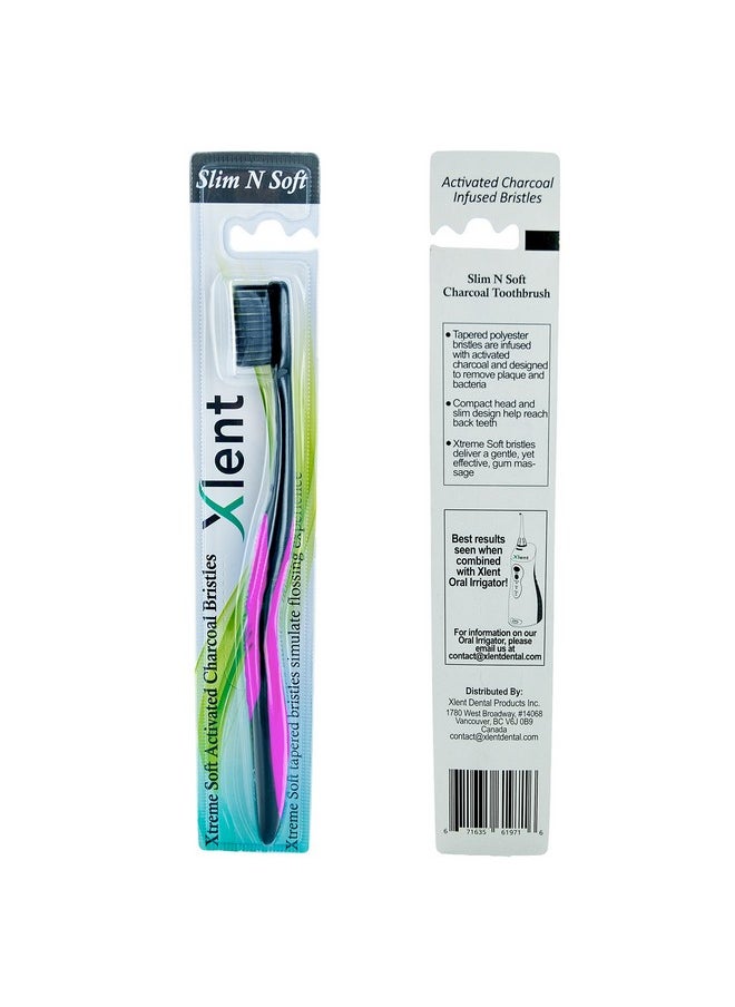 Xlent Dental Activated Charcoal Bristle Toothbrush - Xtreme (Extreme) Soft, Ultrafine, Tapered bristles, Compact Head & Slim Design - (4 Count)