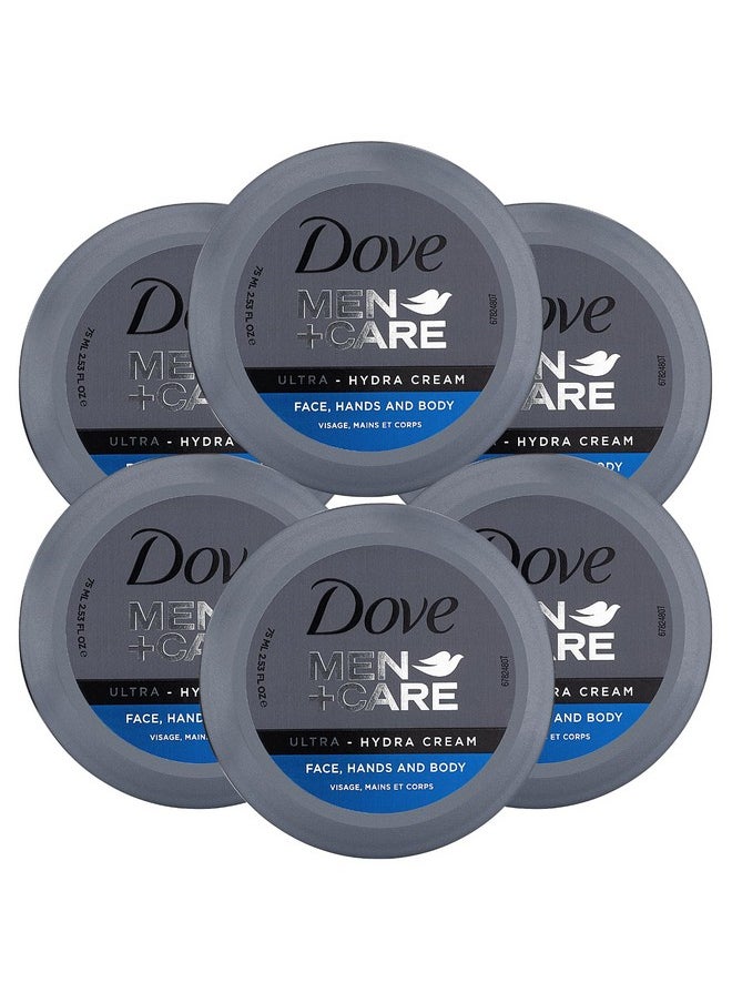 Dove Men+Care Ultra Hydra Cream, Face, Hands and Body care, All Skin Types, 6 Pack of 2.53 Oz Each