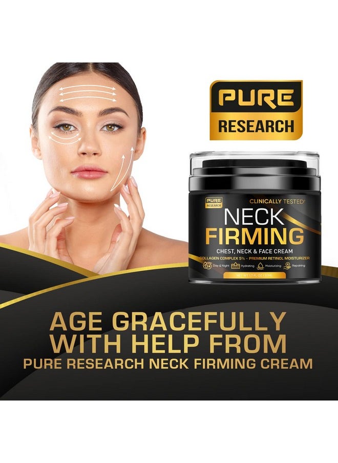PURE RESEARCH Neck Firming Cream - Anti Wrinkle Cream Day & Night Face Neck and Décolleté Cream - Moisturizing, Lifting & Hydrating