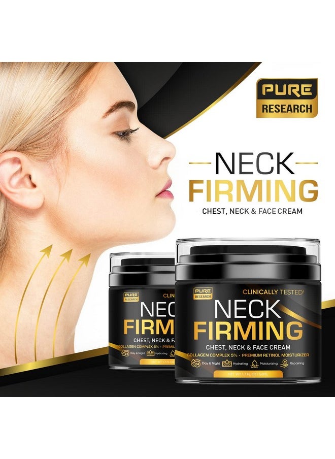 PURE RESEARCH Neck Firming Cream - Anti Wrinkle Cream Day & Night Face Neck and Décolleté Cream - Moisturizing, Lifting & Hydrating