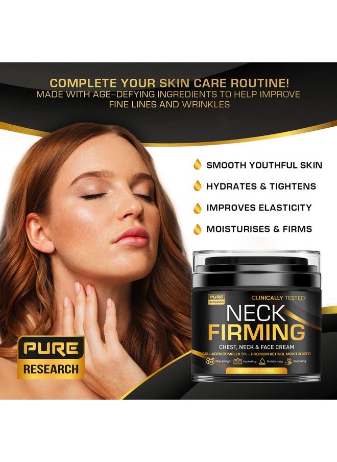 PURE RESEARCH Neck Firming Cream - Anti Wrinkle Cream Day & Night Face Neck and Décolleté Cream - Moisturizing, Lifting & Hydrating