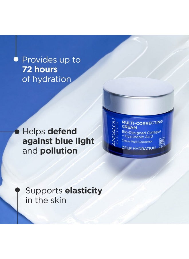 Andalou Naturals Deep Hydration Face Moisturizer, Multi-Correcting Cream, Day & Night Moisturizer for Face with Hyaluronic Acid & Vegan Collagen for Softer & More Supple Skin, 1.7 fl oz