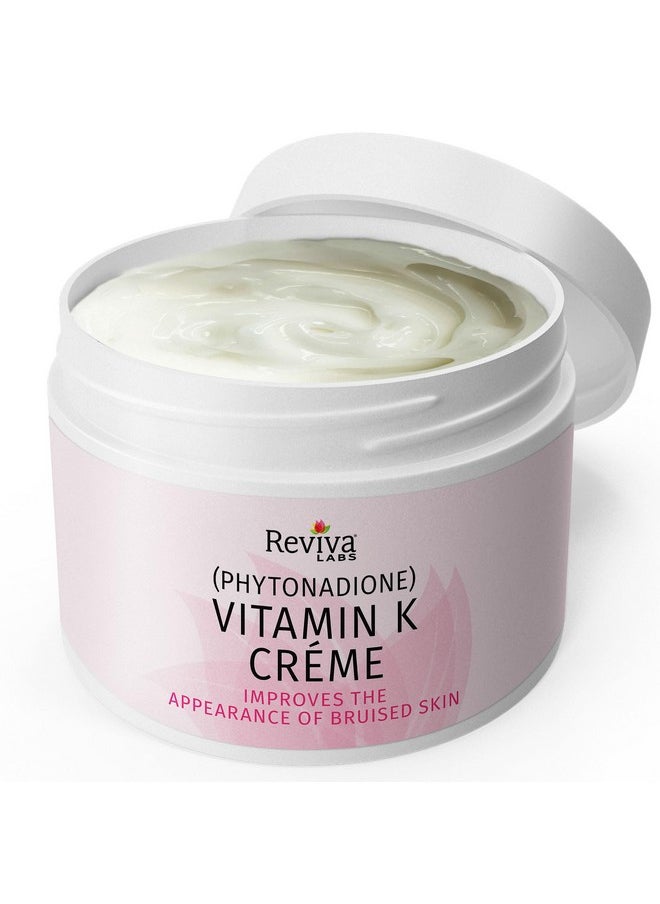Reviva Labs Vitamin K Crème for Bruising, Under-Eye Dark Circles, and Wrinkles with Soybean Oil and Natural Fruit Extracts - 2 Oz, for Skin and Face