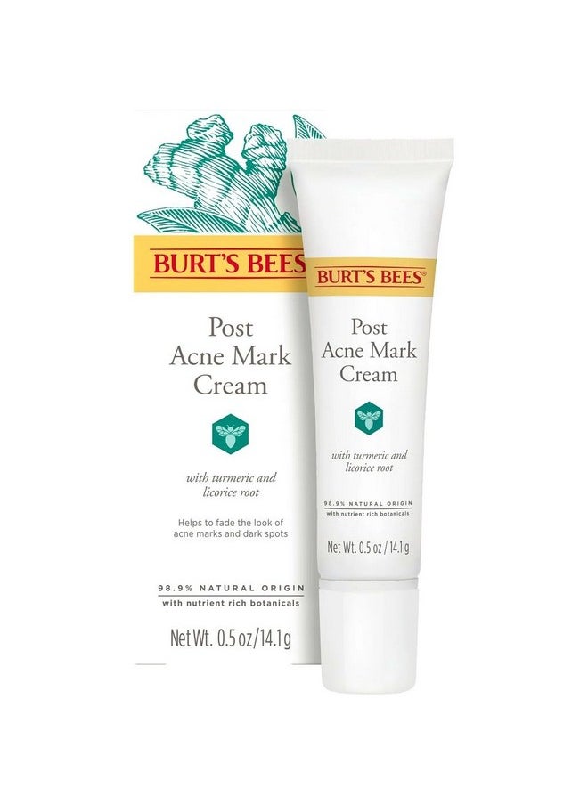 Burt’s Bees Post Acne Mark Cream for All Skin Types, Gentle Dark Spot Correcting Cream for Face, College Back to School Dorm Essentials, Formulated with Turmeric, 0.5 Oz.