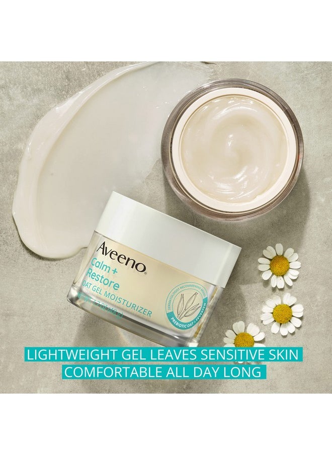 Aveeno Calm + Restore Oat Gel Facial Moisturizer for Sensitive Skin, Fast-Absorbing, Soothing Lightweight Gel Cream with Prebiotic Oat & Feverfew, Fragrance-Free & Hypoallergenic, 1.7 oz
