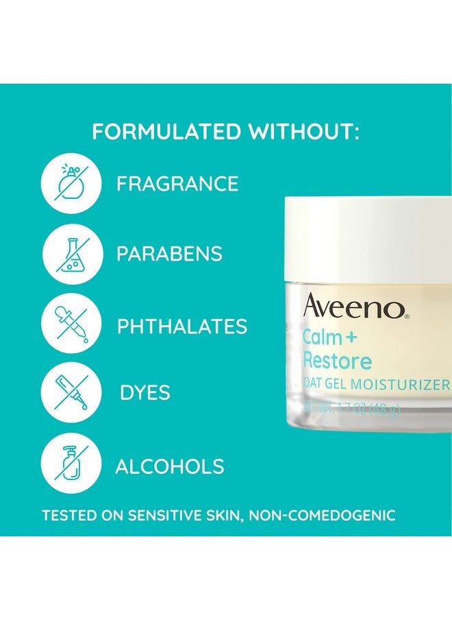 Aveeno Calm + Restore Oat Gel Facial Moisturizer for Sensitive Skin, Fast-Absorbing, Soothing Lightweight Gel Cream with Prebiotic Oat & Feverfew, Fragrance-Free & Hypoallergenic, 1.7 oz
