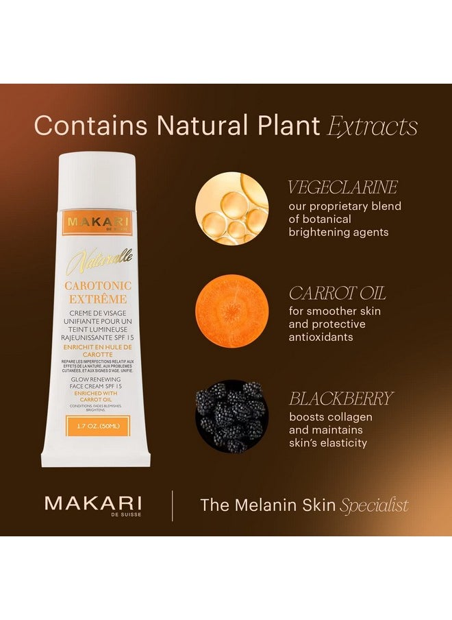 Makari Naturalle Carotonic Extreme Glow Renewing Face Cream SPF15 (1.7 oz) | Brightens, Moisturizes, and Rejuvenates Skin | Helps Diminish Acne, Control Oily Face, and Minimize the Appearance of Aging