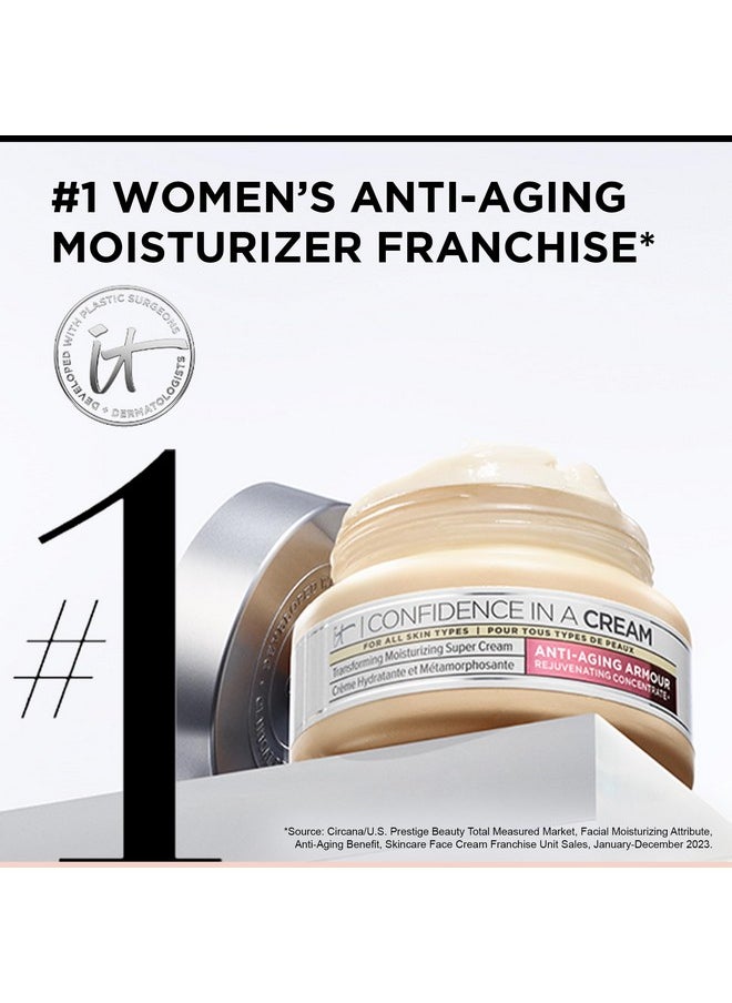 IT Cosmetics Confidence in a Cream Anti Aging Face Moisturizer - Visibly Reduces Fine Lines, Wrinkles & Signs of Aging Skin in 2 Weeks, 48HR Hydration with Hyaluronic Acid, Niacinamide - 2 fl oz