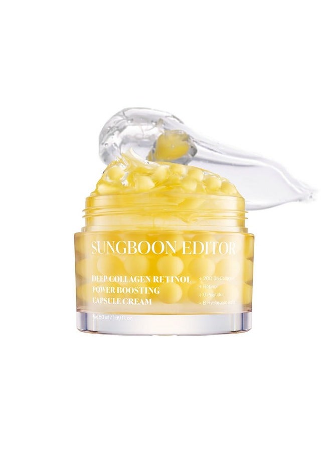 SUNGBOON EDITOR Deep Collagen Retinol Power Boosting Capsule Cream - Retinol Night Cream for Face with Collagen | Anti-wrinkle Firming Care | Hyaluronic Acid for Moisturizing | Korean Skin Care