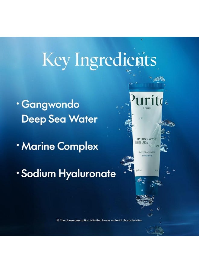 PURITO Deep Sea Cream, Hydration, Lightweight, for All Skin Types, Daily Face Moisturizer, Vegan & Cruelty-Free, Korean Skin Care, 50ml 1.69fl.oz