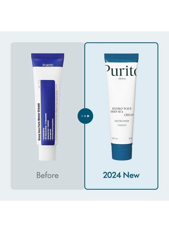 PURITO Deep Sea Cream, Hydration, Lightweight, for All Skin Types, Daily Face Moisturizer, Vegan & Cruelty-Free, Korean Skin Care, 50ml 1.69fl.oz