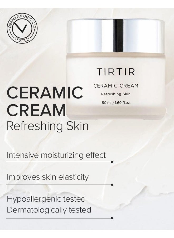 TIRTIR Natural Ceramide Cream | Deep moisturizer for Glass Skin, Polyglutamic acid, Centella Asiatica Extract, Skin barrier, Lightweight, Mild, Nature derived ingredients, Dry skin, Korean skincare