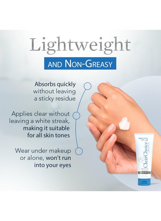 Clear Choice Sunscreen for Face SPF 45, Oil Free Sunblock & Light Moisturizer with Zinc Oxide, Reef-Safe, Broad Spectrum, Water-Resistant, No White Cast, Dermatologist Recommended, 4oz
