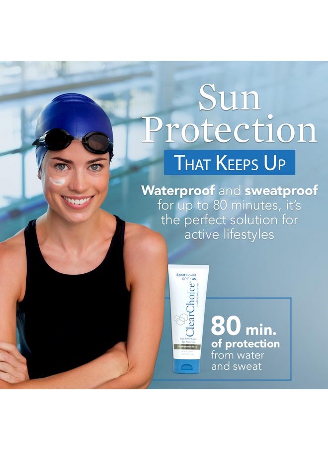 Clear Choice Sunscreen for Face SPF 45, Oil Free Sunblock & Light Moisturizer with Zinc Oxide, Reef-Safe, Broad Spectrum, Water-Resistant, No White Cast, Dermatologist Recommended, 4oz