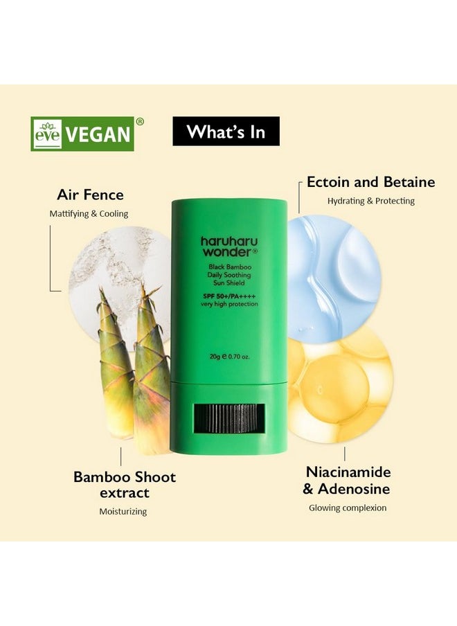 Haruharu Wonder Black Bamboo Daily Soothing Sun Shield 20g Sunscreen Stick, 0.7 Ounce (Pack of 1)