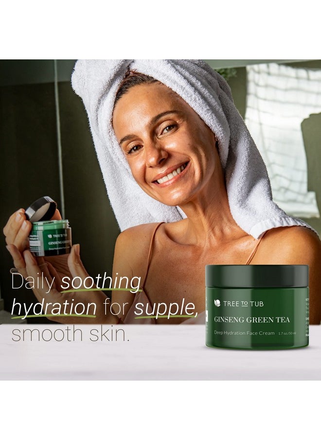 Tree to Tub Hydrating Face Moisturizer for Dry & Sensitive Skin - Water Based Hyaluronic Acid Facial Moisturizer, Moisturizing Face Cream for Women & Men w/Organic Aloe, Green Tea, Natural Ginseng