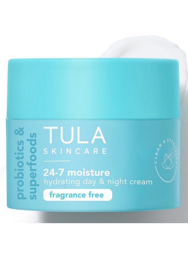 TULA Skin Care 24-7 Hydrating Day & Night Cream Fragrance Free - Nourishing Moisturizer for Face, Maintain Skin Balance & Improve Skin Smoothness, Contains Watermelon & Apple Extract, 1.5 oz.