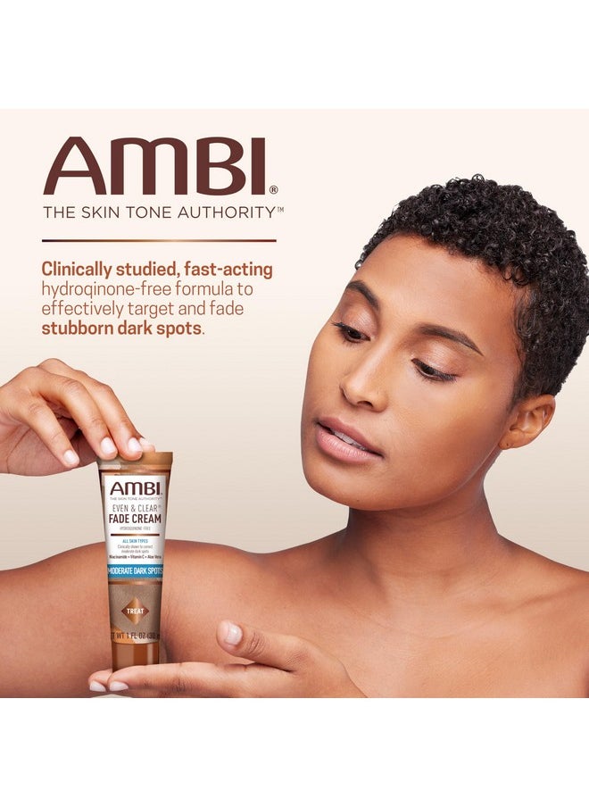 Ambi Even & Clear Fade Cream, Hydroquinone-free, Hyperpigmentation Treatment, Dark Spot Corrector, Results In As Little As 4 Weeks, Niacinamide, Aloe Vera, Vitamin C, 1 Fl Oz