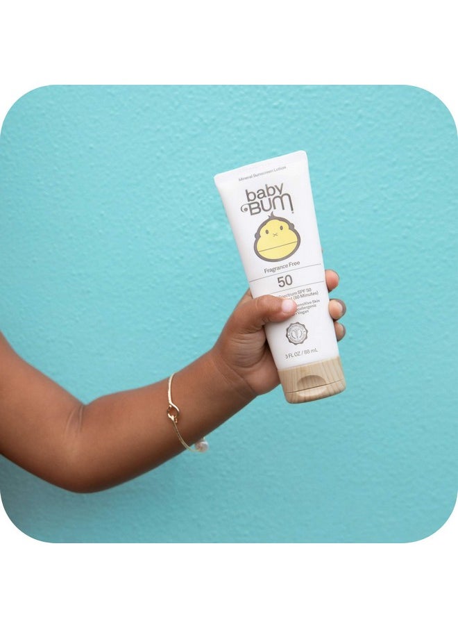 Sun Bum Baby Bum SPF 50 Sunscreen Lotion with Mineral UVA/UVB Face and Body Protection for Sensitive Skin - Fragrance Free - Travel Size - 3 FL OZ