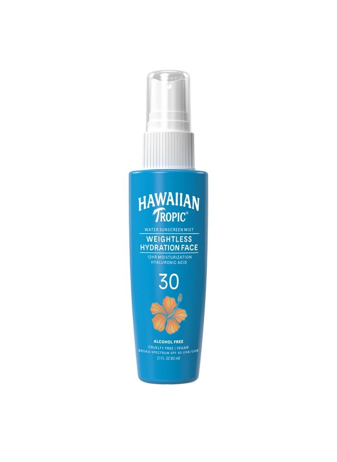 Hawaiian Tropic Weightless Hydration Water Mist for Face SPF 30 | Stocking Stuffers for Adults, Christmas Gifts, Winter Vacation Essentials, Sunscreen Travel Size, Sunscreen for Dry Skin, 2.1oz.