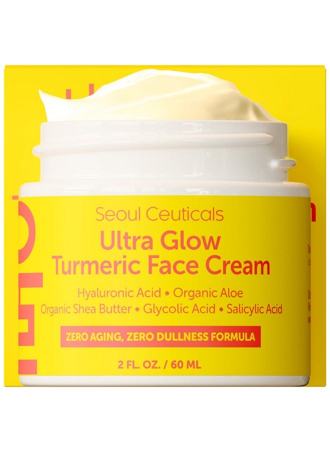 SeoulCeuticals Korean Skin Care Turmeric Cream - Korean Face Moisturizer for Dull Dry Skin - Korean Beauty Skincare K Beauty for Glowing Skin 2oz