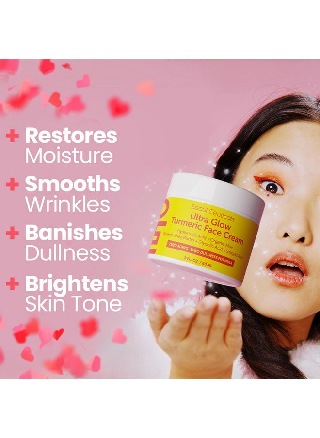 SeoulCeuticals Korean Skin Care Turmeric Cream - Korean Face Moisturizer for Dull Dry Skin - Korean Beauty Skincare K Beauty for Glowing Skin 2oz
