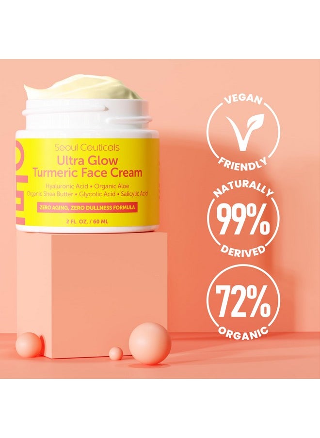 SeoulCeuticals Korean Skin Care Turmeric Cream - Korean Face Moisturizer for Dull Dry Skin - Korean Beauty Skincare K Beauty for Glowing Skin 2oz