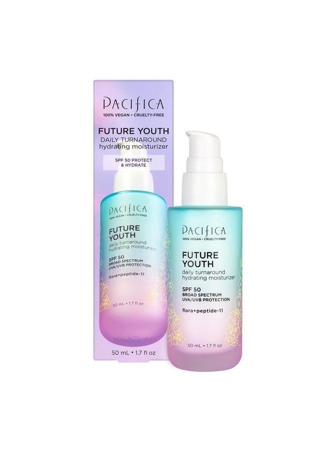 Pacifica Peptide Face Moisturizer Future Youth Daily Turnaround SPF 50 Moisturizer - Repairs Dry Skin - Clinically Proven to Moisturize, Hydrate, Smooth & Boost Radiance Hydrate Dermatologist Tested