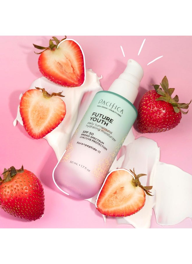 Pacifica Peptide Face Moisturizer Future Youth Daily Turnaround SPF 50 Moisturizer - Repairs Dry Skin - Clinically Proven to Moisturize, Hydrate, Smooth & Boost Radiance Hydrate Dermatologist Tested