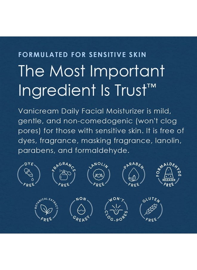 Vanicream Daily Facial Moisturizer With Ceramides and Hyaluronic Acid - Formulated Without Common Irritants for Those with Sensitive Skin, 3 fl oz (Pack of 1)