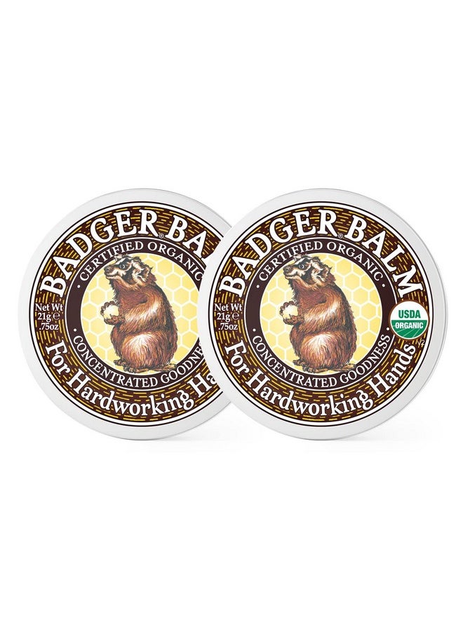 Badger - Hardworking Hands Healing Balm, Aloe Vera & Wintergreen, Working Hand Balm, Balm, for Dry Hands, Hand Moisturizer Balm, Certified Organic Hand Balm, Hand Repair Balm, 0.75 oz (2 Pack)