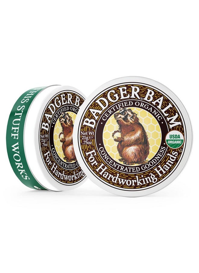 Badger - Hardworking Hands Healing Balm, Aloe Vera & Wintergreen, Working Hand Balm, Balm, for Dry Hands, Hand Moisturizer Balm, Certified Organic Hand Balm, Hand Repair Balm, 0.75 oz (2 Pack)