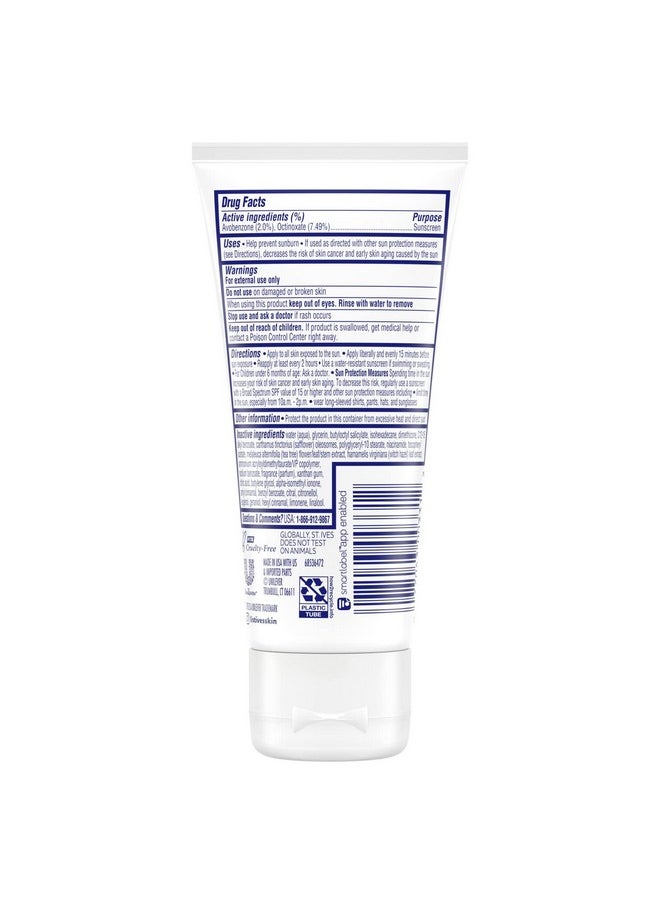 St. Ives Clear Skin Lotion - 3-in-1 SPF 25 Face Moisturizer for Acne Prone, Oily, or Combo Skin, Lightweight Sheer Daily Face Lotion with Tea Tree Extract & Witch Hazel, 3 Fl Oz