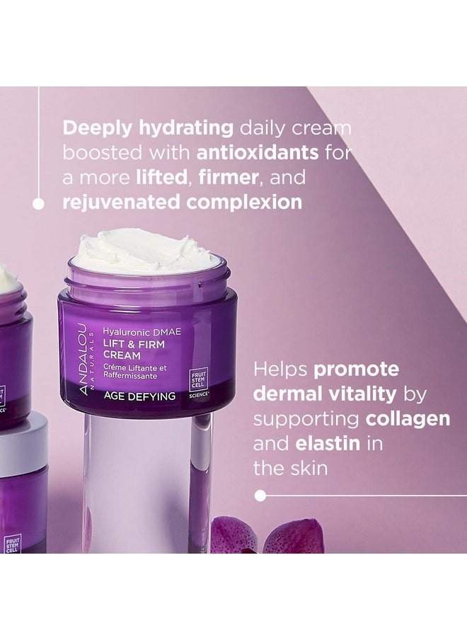 Andalou Naturals Hyaluronic Dmae Lift Firm Skin Cream, Face Moisturizer with Anti Aging Antioxidants, Hydrating, Helps Reduce Fine Lines and Wrinkles, 1.7 Ounce