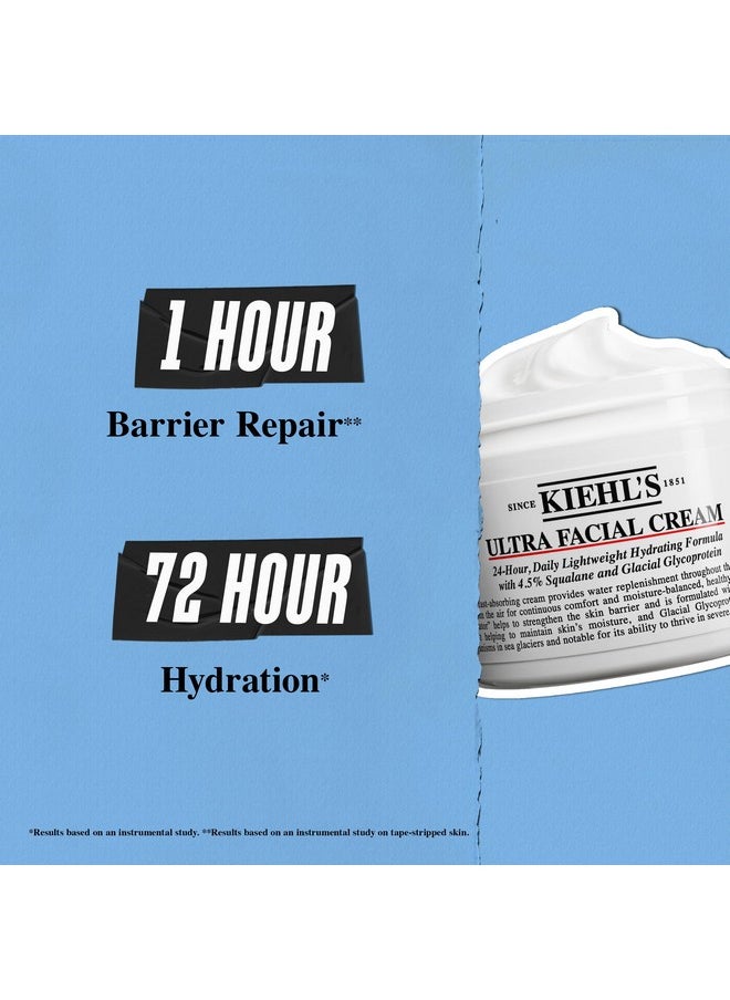 Kiehl's Ultra Facial Cream, with 4.5% Squalane to Strengthen Skin's Moisture Barrier, Skin Feels Softer and Smoother, Long-Lasting Hydration, Easy and Fast-Absorbing, All Skin Types - 1.7 fl oz