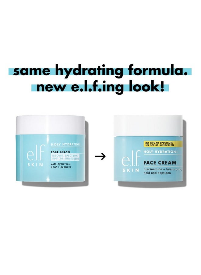 e.l.f. SKIN Holy Hydration! Face Cream - Broad Spectrum SPF 30 Sunscreen, Moisturizes & Softens Skin, Quick-Absorbing & Ultra-Hydrating, 1.8 Oz (50g)