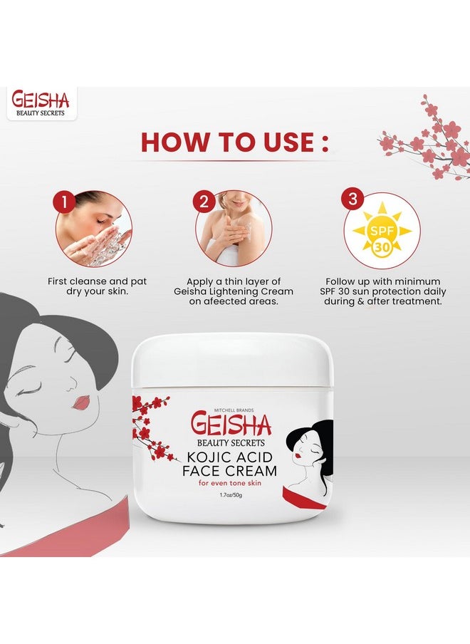OMIC Geisha Kojic Acid Cream - 1.7 fl oz / 50 ml - Skin Brightening Cream for Face, Body, Hands - with Glycolic Acid