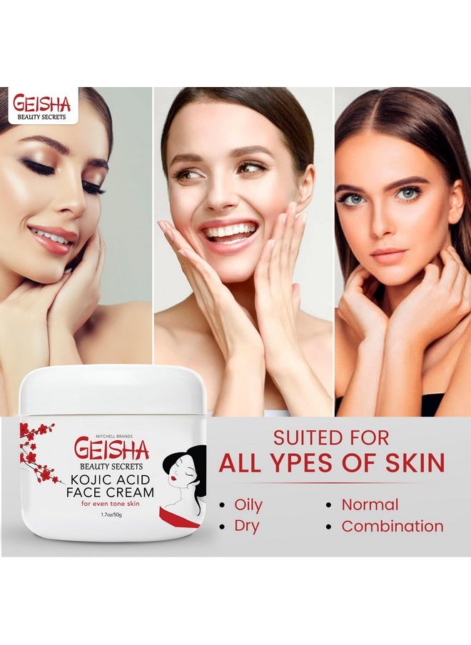 OMIC Geisha Kojic Acid Cream - 1.7 fl oz / 50 ml - Skin Brightening Cream for Face, Body, Hands - with Glycolic Acid