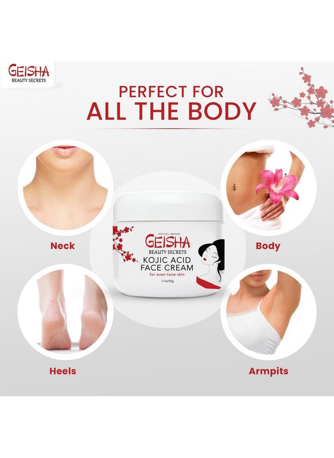 OMIC Geisha Kojic Acid Cream - 1.7 fl oz / 50 ml - Skin Brightening Cream for Face, Body, Hands - with Glycolic Acid