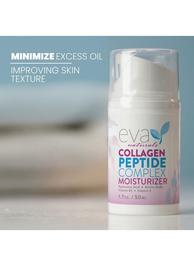 Eva Naturals Collagen Face Moisturizer Peptide - Anti-Wrinkle Facial Moisturizer For Face - Deeply Hydrating Multi-Peptide Collagen Boosting Face Cream, Facial Skin Care For Smoother Skin - 50ml