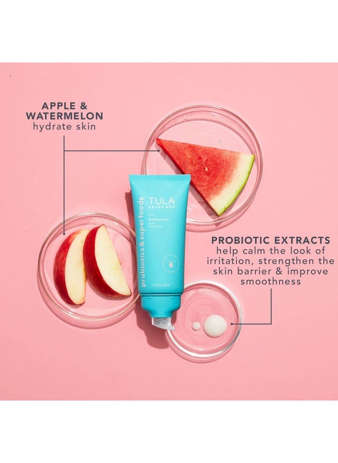 TULA Skin Care Breakout Star - Acne Moisturizer, Prevents & Treats Mild Breakouts, Brightens Marks, Soothes Skin, Contains Probiotics, Salicylic & Azelaic Acid, Niacinamide, Watermelon, 1.7 fl oz.