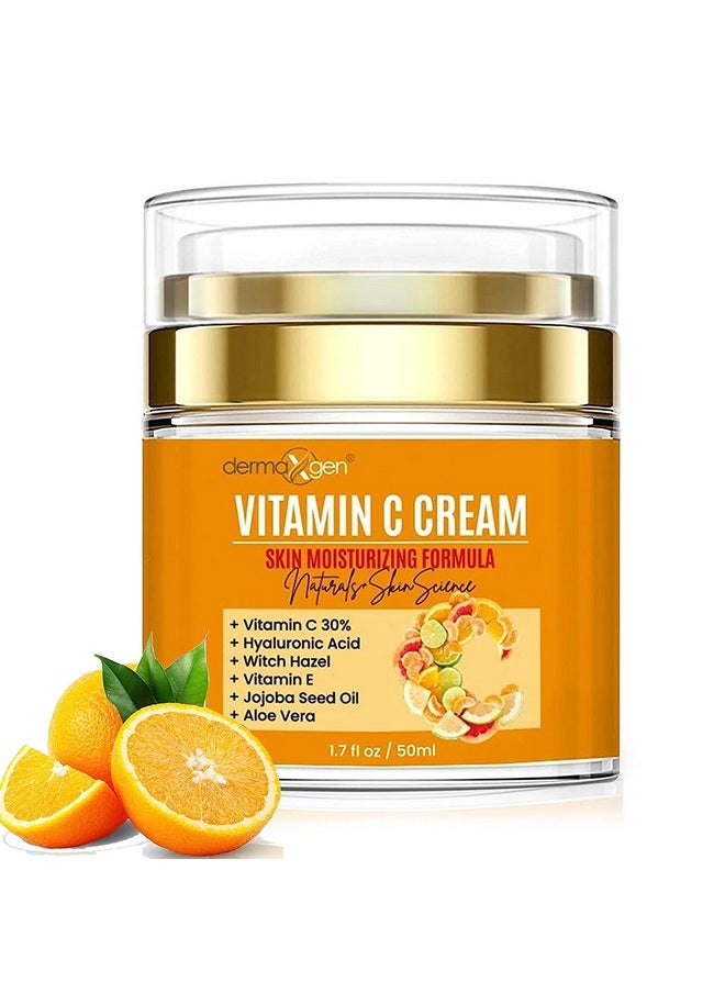 Vitamin C Moisturizing Cream - Organic Glowing Skin Anti-Aging, Rejuvenating, Boosting Collagen Hydrating for Dull, Dry & Sensitive & Oily Skin - 1.7 FL OZ.