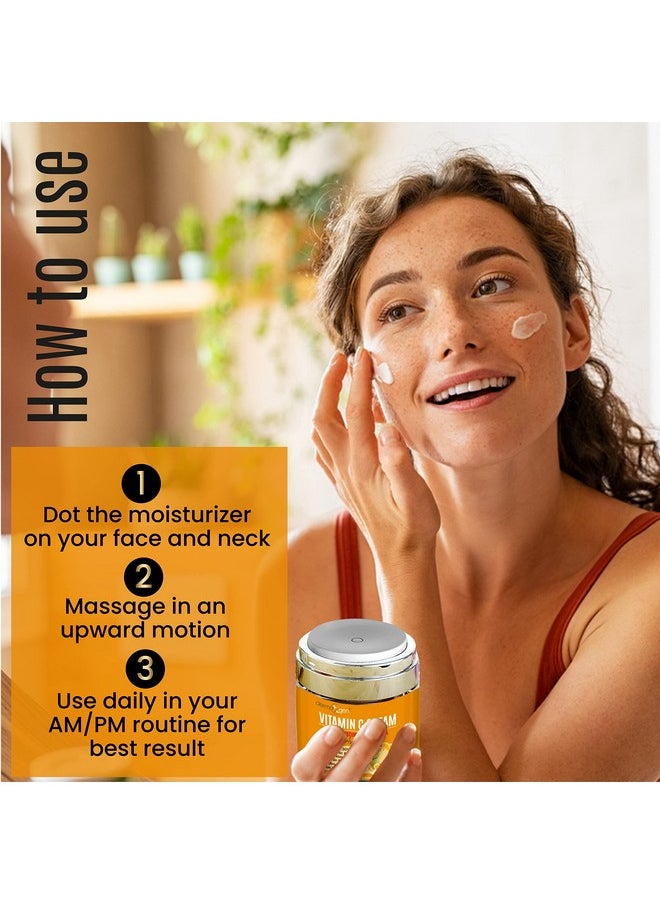 Vitamin C Moisturizing Cream - Organic Glowing Skin Anti-Aging, Rejuvenating, Boosting Collagen Hydrating for Dull, Dry & Sensitive & Oily Skin - 1.7 FL OZ.