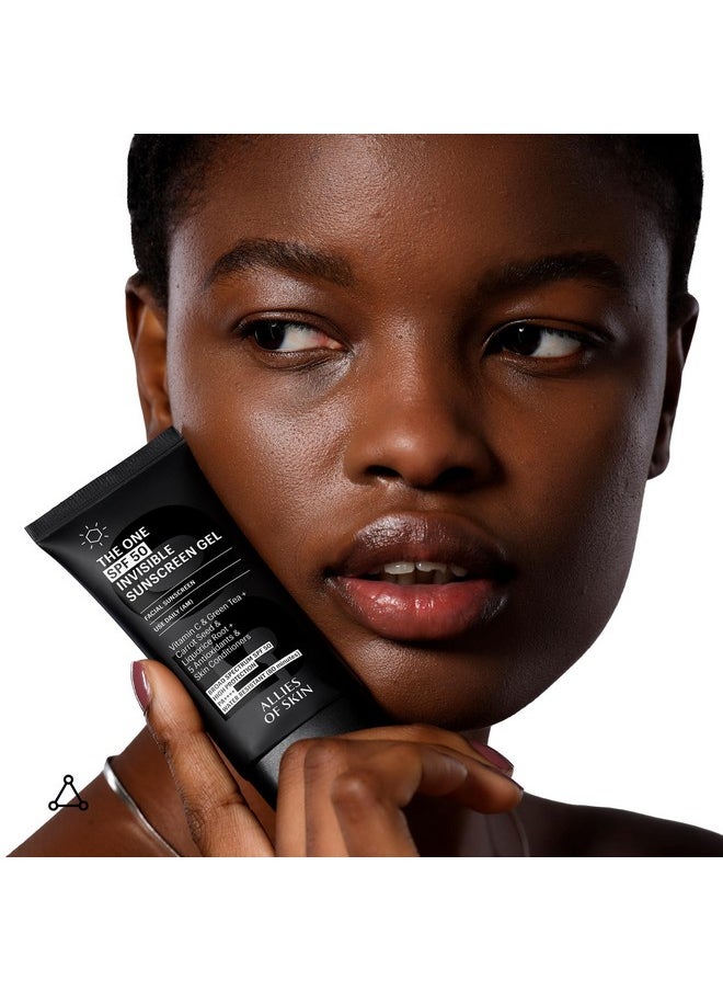 Allies of Skin - The One SPF 50 Invisible Sunscreen Gel with Vitamin C, Green Tea, Carrot Seed, Red Raspberry Seed Oil & Licorice Root, and 5 Antioxidants & Skin Conditioners. 50 ml/ 1.7 oz