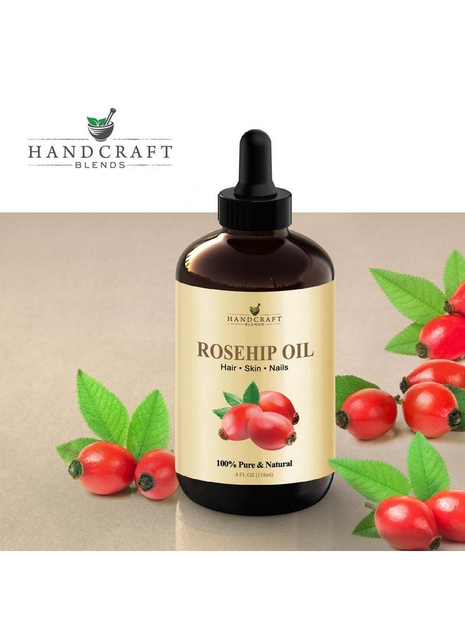 Handcraft Blends Rosehip Oil - 4 Fl Oz - 100% Pure and Natural - Premium Grade Oil for Face, Skin and Hair - Protect and Nourish - Carrier Oil