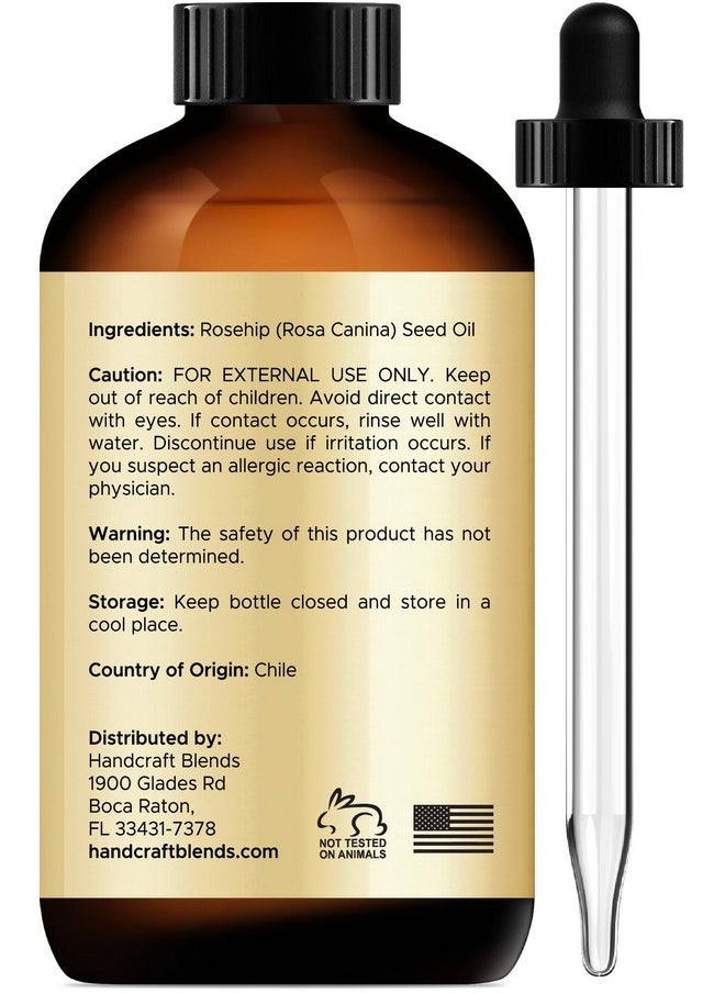 Handcraft Blends Rosehip Oil - 4 Fl Oz - 100% Pure and Natural - Premium Grade Oil for Face, Skin and Hair - Protect and Nourish - Carrier Oil