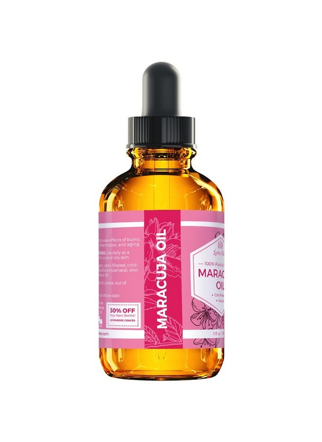 Leven Rose Maracuja Oil, Passion Fruit Seed Oil 100% Natural Moisturizer for Hair Skin and Nails 1 oz