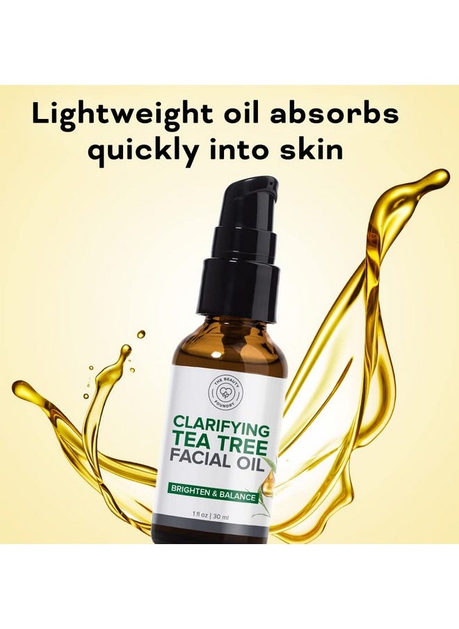 Beauty Foundry Clarifying Tea Tree Facial Oil, Targets Acne and Uneven Skin Tone, Antioxidant-Rich Beauty Oil, 1-fl oz/30ml (1 Pack)