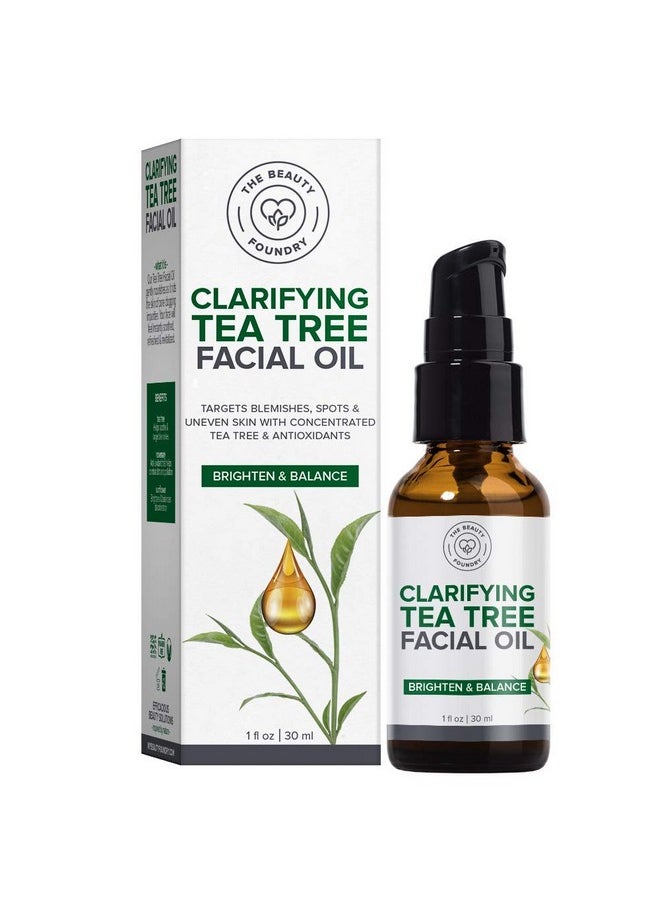 Beauty Foundry Clarifying Tea Tree Facial Oil, Targets Acne and Uneven Skin Tone, Antioxidant-Rich Beauty Oil, 1-fl oz/30ml (1 Pack)